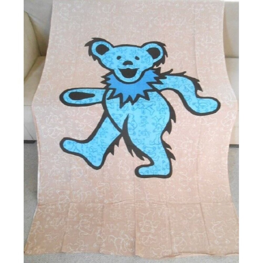 New Large Grateful Dead Huge Blue Dancing Bear Wall Art Decor Tapestry 52X80 NIP